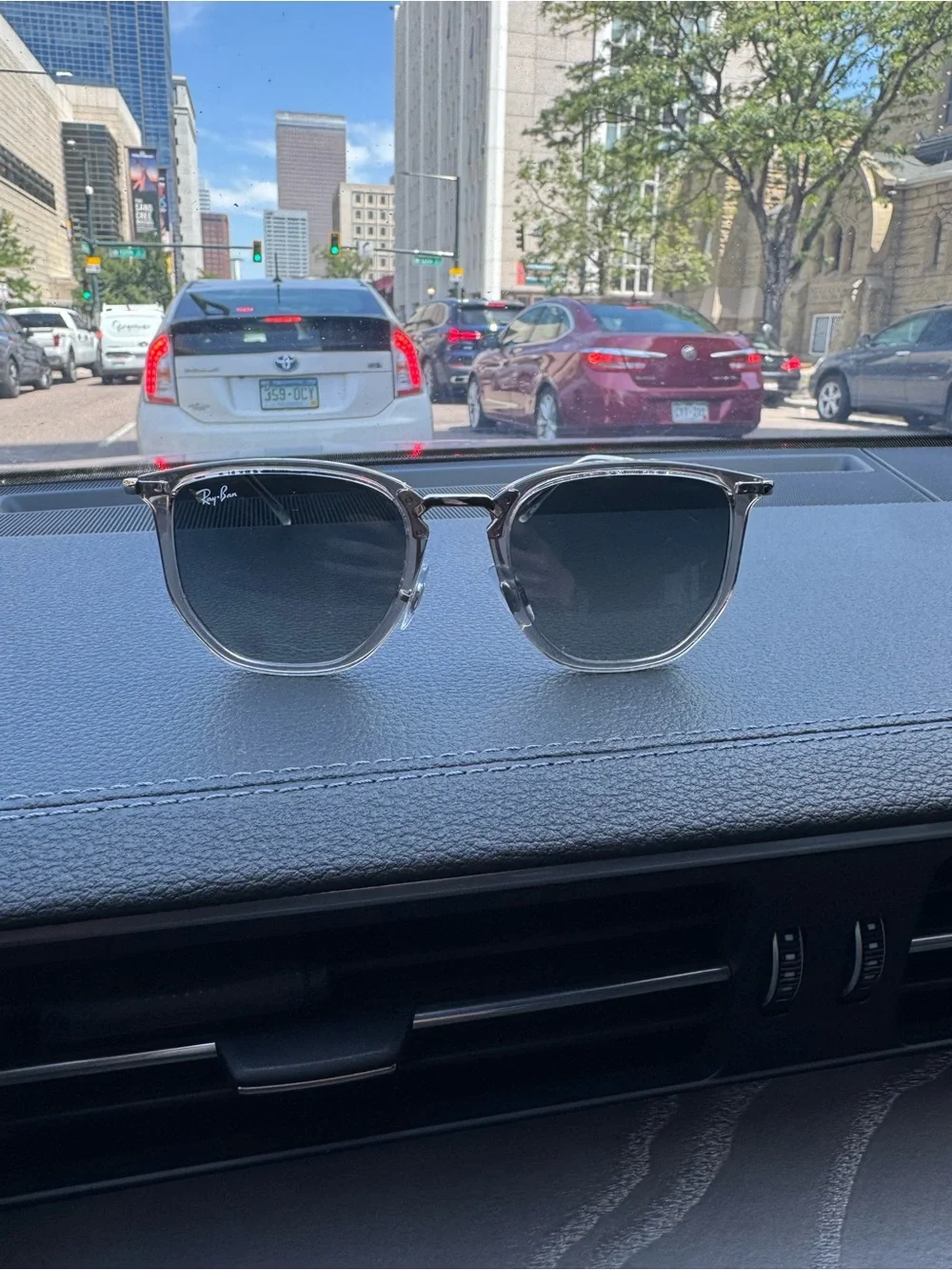 ✨ NWOT Ray-Ban Modern Wayfarer Transparent Gray Blue Lens RB4451 Sunglasses